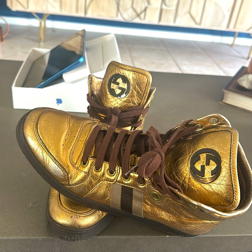 Gucci Gold High Tops Rare 9.5